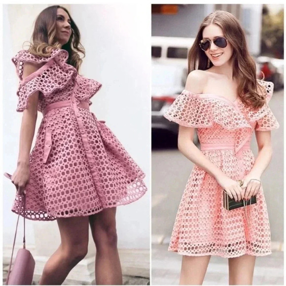 Self portrait asymmetric pink frill flutter ruffle mini dress - Picture 7 of 16